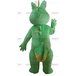 BIGGYMONKEY™ Grøn og gul Dragon Dinosaur Maskot kostume -