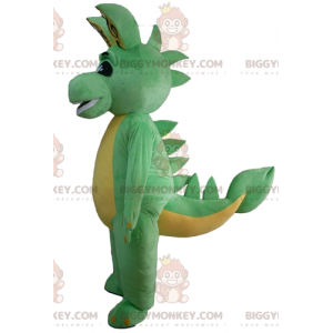 BIGGYMONKEY™ Groene en gele draak dinosaurus mascotte kostuum -