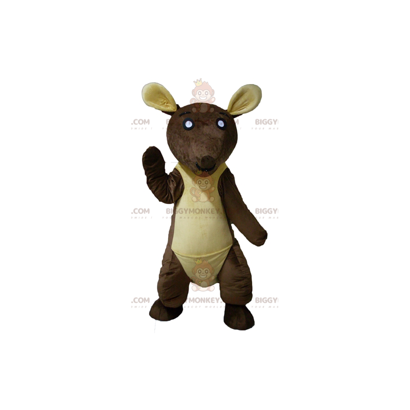 Costume de mascotte BIGGYMONKEY™ de kangourou marron et jaune