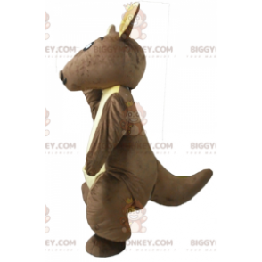 Costume de mascotte BIGGYMONKEY™ de kangourou marron et jaune