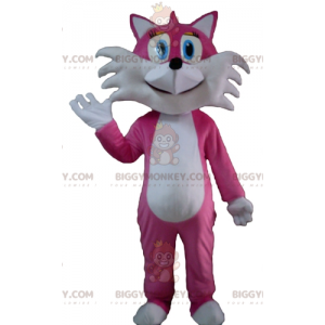 Roztomilý a koketní kostým maskota růžové a bílé lišky