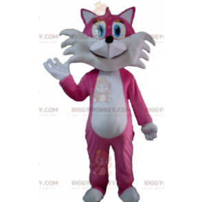 Costume da mascotte BIGGYMONKEY™ volpe rosa e bianca carino e