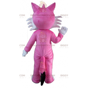 Traje de mascote BIGGYMONKEY™ de raposa rosa e branca fofa e