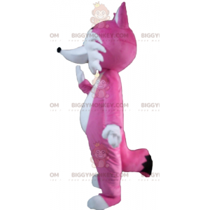 Costume da mascotte BIGGYMONKEY™ volpe rosa e bianca carino e