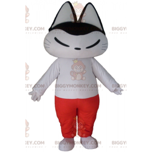 Costume da mascotte gatto bianco e nero BIGGYMONKEY™ in abito