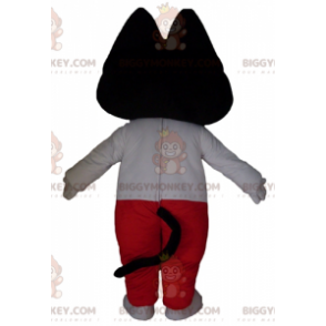 Costume de mascotte BIGGYMONKEY™ de chat noir et blanc en tenue