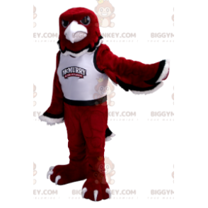Costume de mascotte BIGGYMONKEY™ d'aigle rouge noir et blanc -