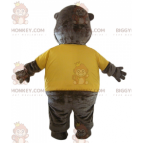 Brauner Biber BIGGYMONKEY™ Maskottchen-Kostüm mit gelbem