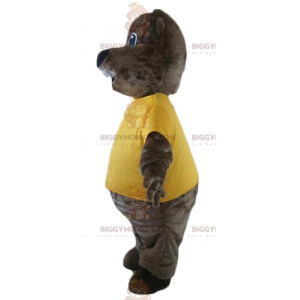 Costume mascotte BIGGYMONKEY™ castoro marrone con t-shirt