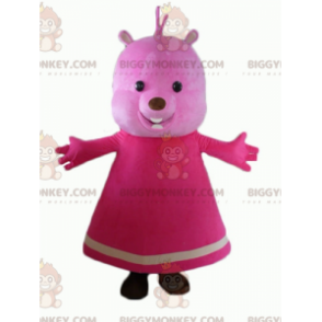 Rosa Teddy BIGGYMONKEY™ Maskottchen-Kostüm mit Kleid -
