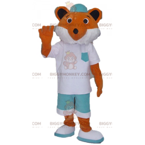 Orange and White Fox BIGGYMONKEY™ Mascot Costume in White and