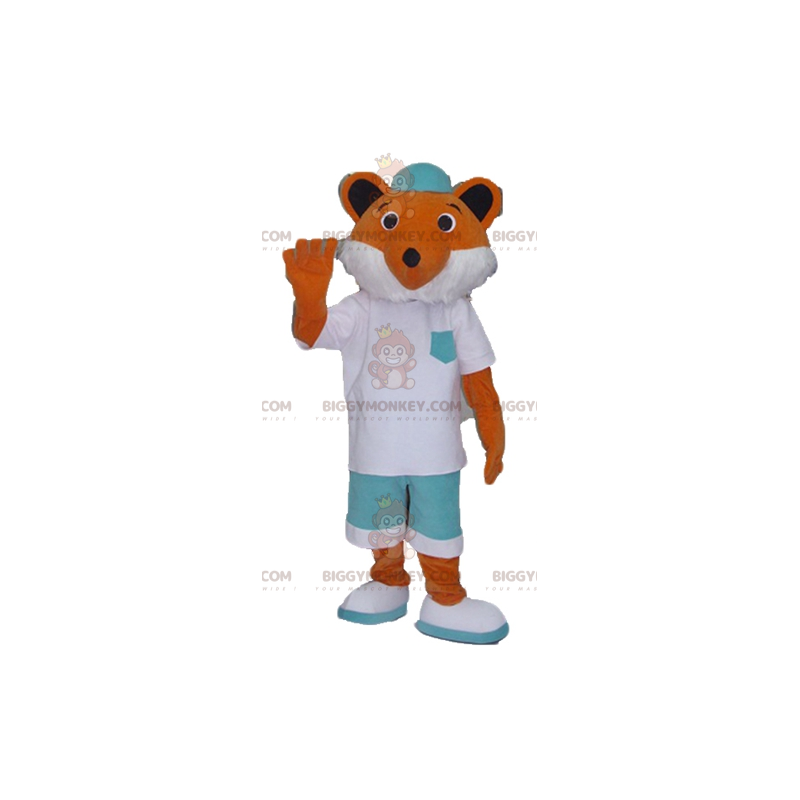 Orange and White Fox BIGGYMONKEY™ Mascot Costume in White and