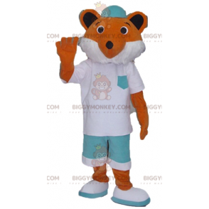 Orange-weißer Fuchs BIGGYMONKEY™ Maskottchen-Kostüm im weißen