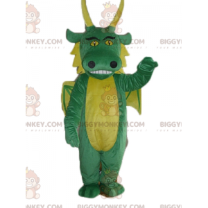 Costume da mascotte drago gigante verde e giallo BIGGYMONKEY™ -