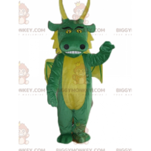 Costume de mascotte BIGGYMONKEY™ de dragon vert et jaune géant