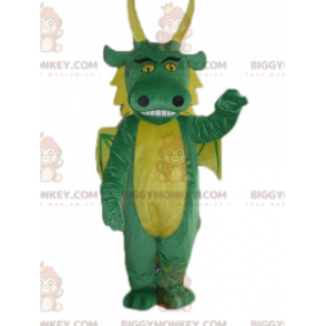 Disfraz de mascota dragón gigante verde y amarillo BIGGYMONKEY™