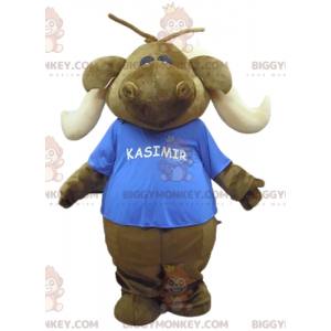 Bruin Caribou Moose BIGGYMONKEY™ mascottekostuum met blauw