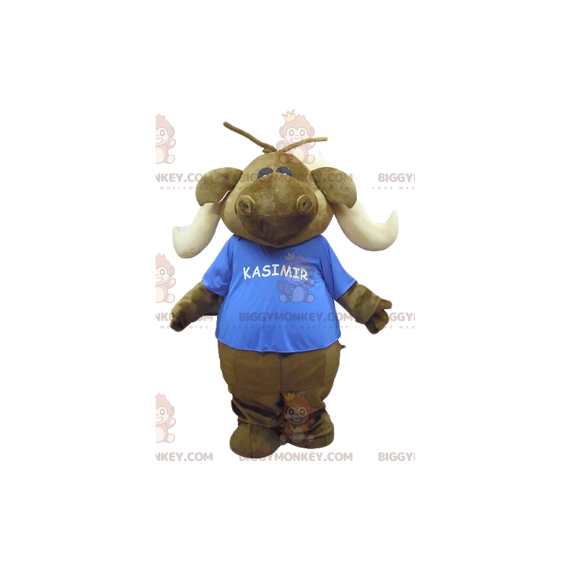 Bruin Caribou Moose BIGGYMONKEY™ mascottekostuum met blauw