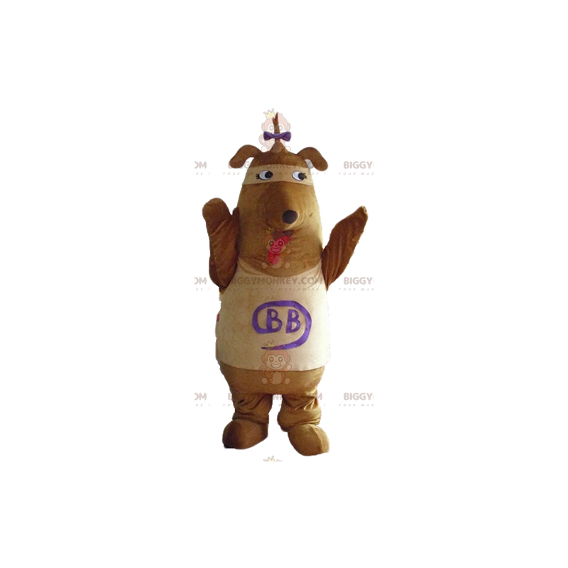 Costume de mascotte BIGGYMONKEY™ de chien marron et beige avec