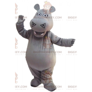 Bonito e impresionante disfraz de mascota de hipopótamo gris