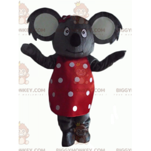 BIGGYMONKEY™ costume mascotte di koala grigio con vestito rosso