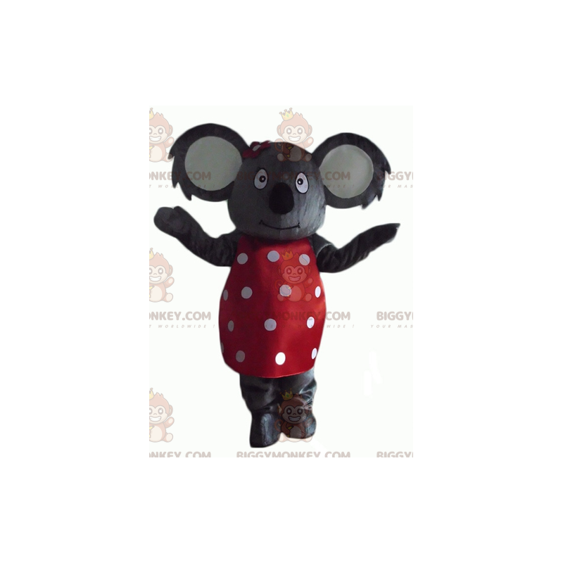 BIGGYMONKEY™ costume mascotte di koala grigio con vestito rosso