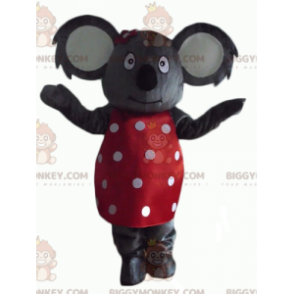 BIGGYMONKEY™ costume mascotte di koala grigio con vestito rosso