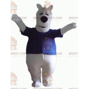 Costume da mascotte bianco cane BIGGYMONKEY™ con maglietta blu