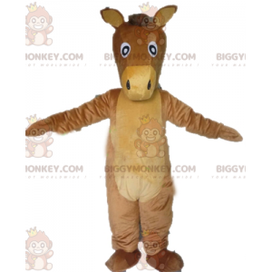 Costume da mascotte da asino gigante marrone e beige cavallo