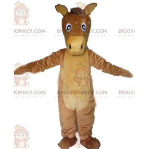 Jätte åsna brun och beige häst BIGGYMONKEY™ maskotdräkt -
