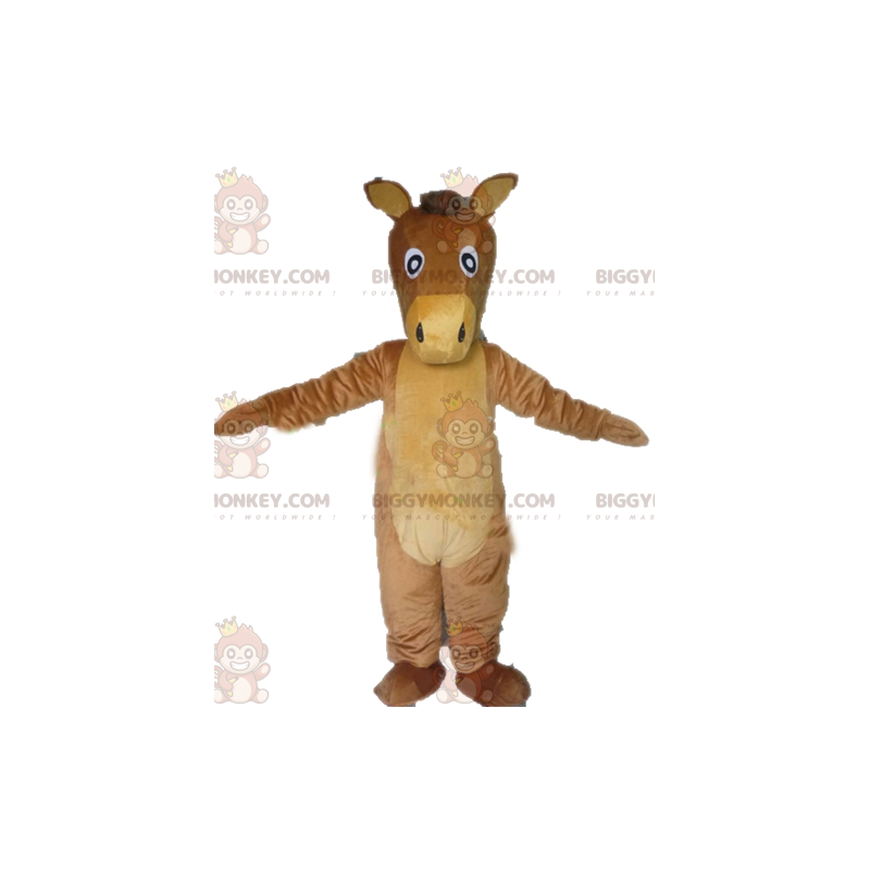 Costume de mascotte BIGGYMONKEY™ de cheval marron et beige