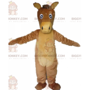 Kæmpe æsel brun og beige hest BIGGYMONKEY™ maskot kostume -