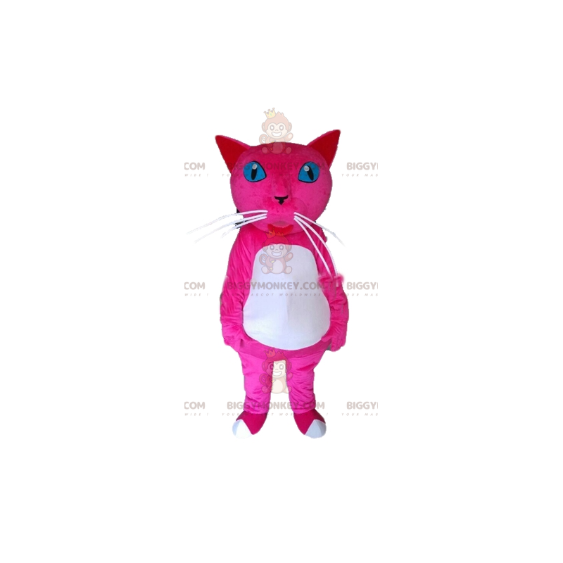 Blauwe ogen roze en witte kat BIGGYMONKEY™ mascottekostuum -