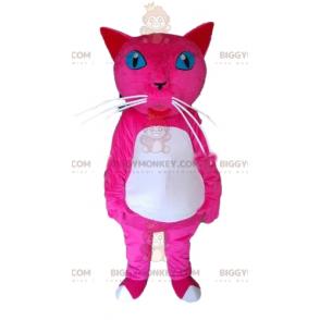 Blauwe ogen roze en witte kat BIGGYMONKEY™ mascottekostuum -