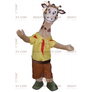 Costume de mascotte BIGGYMONKEY™ de girafe marron en tenue de