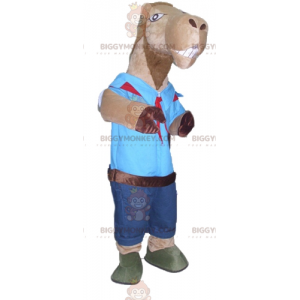 Brown Camel BIGGYMONKEY™ Mascot Costume In Boy Scout Outfit –