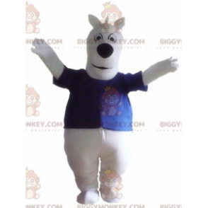 Disfraz de mascota Big White Dog BIGGYMONKEY™ con camiseta azul