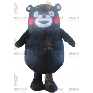 BIGGYMONKEY™ iso musta karhu punaposkilla maskottiasu -