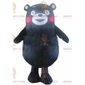 BIGGYMONKEY™ Stor svart björn med röda kinder Maskotdräkt -