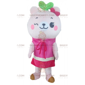 Costume de mascotte BIGGYMONKEY™ de nounours rose avec une robe