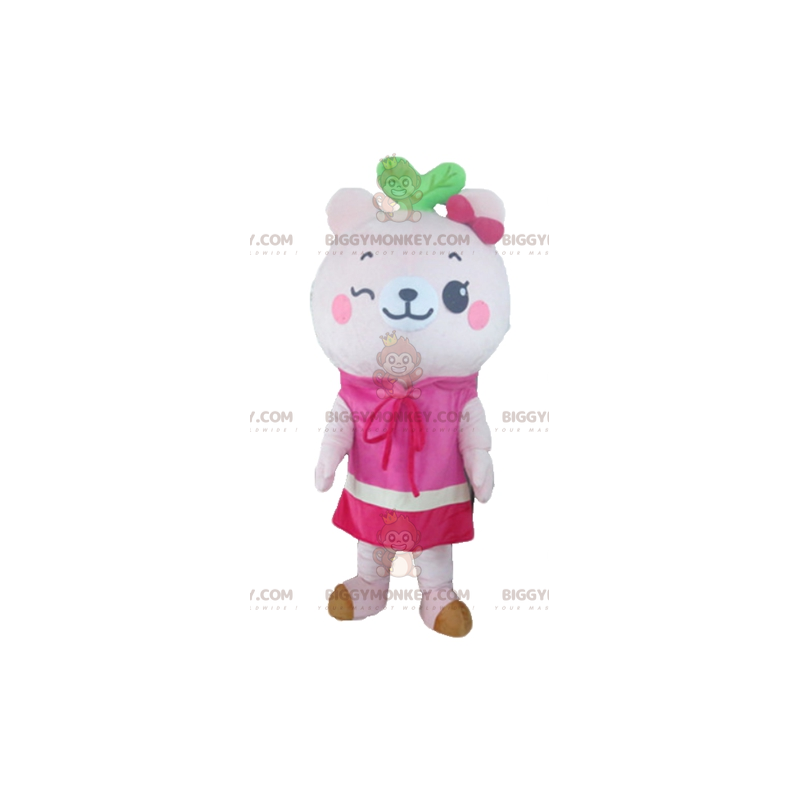 Pink Teddy BIGGYMONKEY™ Mascot Costume with Dress -