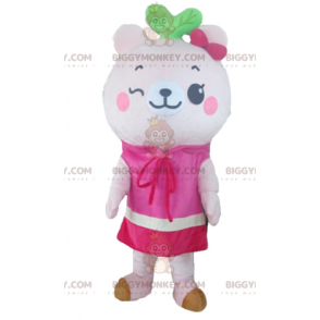 Costume da mascotte rosa Teddy BIGGYMONKEY™ con vestito -