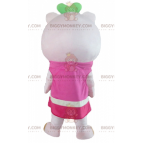 Pink Teddy BIGGYMONKEY™ maskotkostume med kjole -