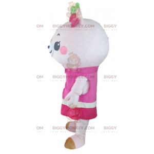 Kostým růžového Teddyho BIGGYMONKEY™ maskota s šaty –