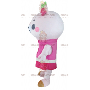 Pink Teddy BIGGYMONKEY™ Mascot Costume with Dress -