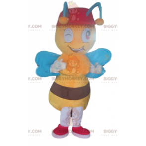 Costume de mascotte BIGGYMONKEY™ d'abeille jaune et marron avec