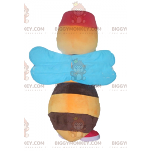 BIGGYMONKEY™ maskotkostume Gul og brun bi med blå vinger -
