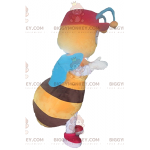 BIGGYMONKEY™ mascottekostuum gele en bruine bij met blauwe