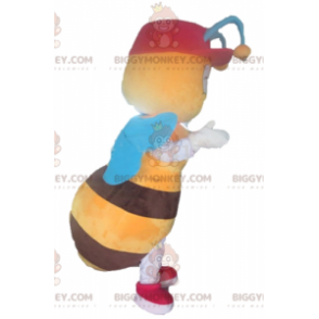 Costume de mascotte BIGGYMONKEY™ d'abeille jaune et marron avec