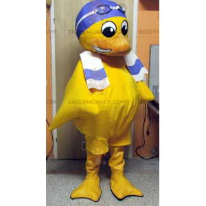 Gul Chick BIGGYMONKEY™ maskotkostume med badehætte -
